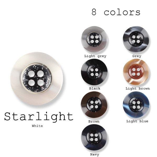 ポリエステルボタン-15mm 8色展開 (スターライト) STARLIGHT-15MM