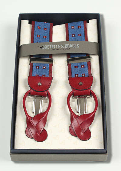 BRETELLE&BRACES シルクジャカード 小紋 ブルー&レッド VAR-0162