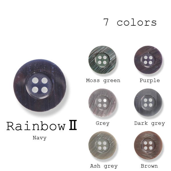 ポリエステルボタン-15mm 7色展開 (レインボーII) RAINBOW-15MM