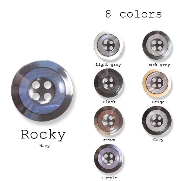 ポリエステルボタン-15mm 8色展開 (ロッキー) ROCKY-15MM